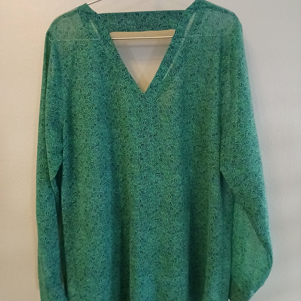 CAbi Green V-Neck Blouse
